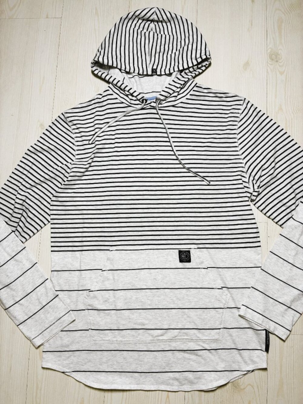 Rip Curl Swamis Striped Beach Hoodie White Black 100% Cotton CPL Men's Large